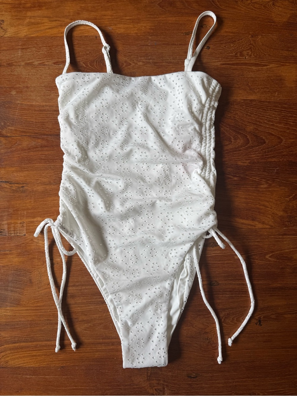 NWT ASOS White Eyelet One-Piece Swim Suit w/ Side Ties